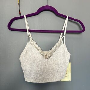 Aerie Gray Ribbed Lace Bralette Top